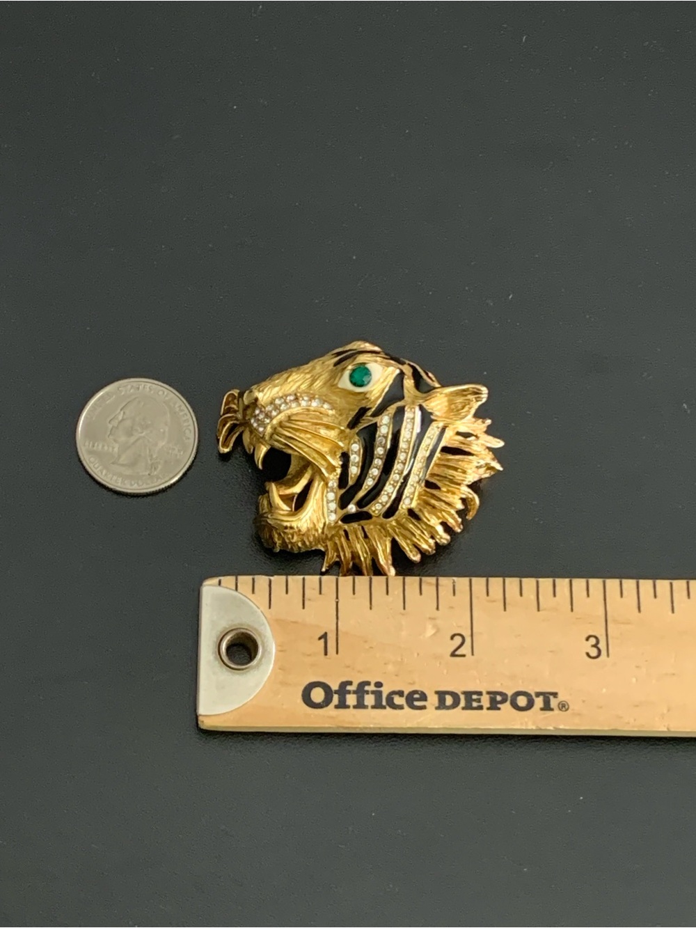 VINTAGE ERWIN PEARL RHINESTONE ENAMEL TIGER BROOCH - Picture 13 of 14